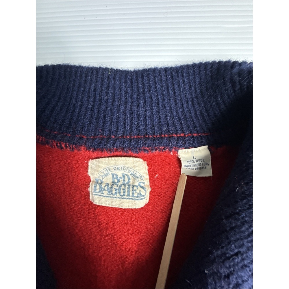 1980s B-D BAGGIES 100% WOOL Red Large PULLOVER SWEATER Made In Hongkong Women - Picture 7 of 8